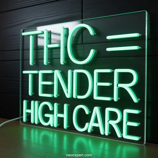 THC = Tender High Care weed neon sign - NeonXpertSmallWhite