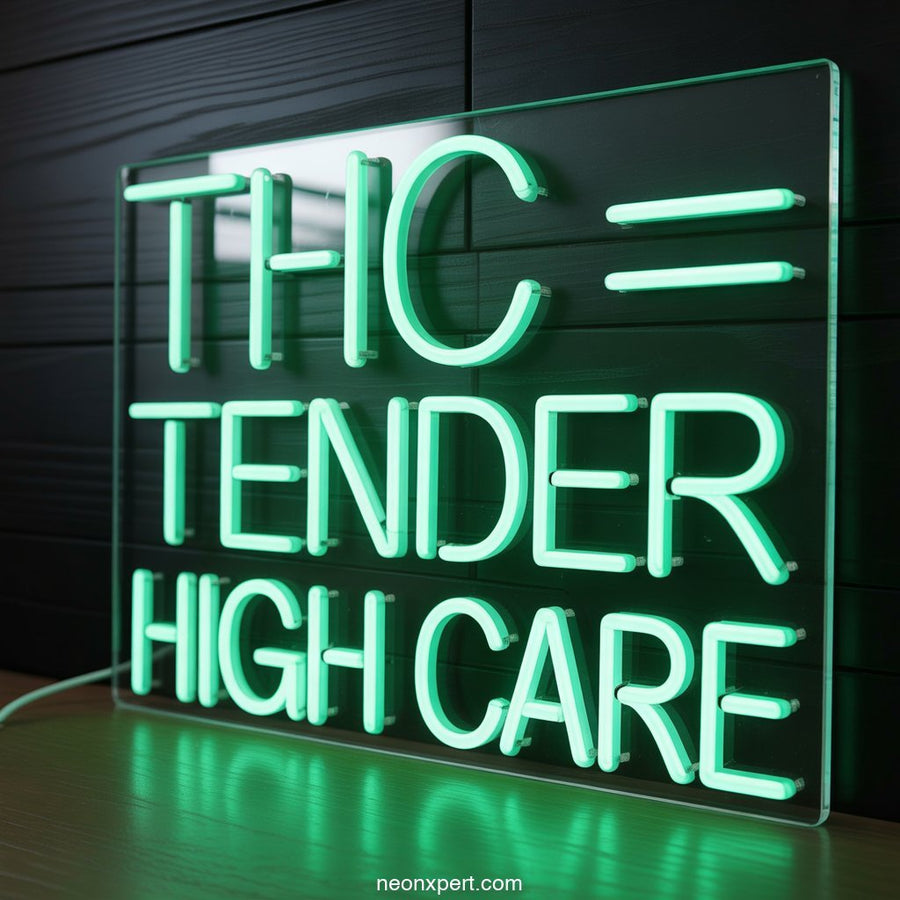 THC = Tender High Care weed neon sign - NeonXpertSmallWhite