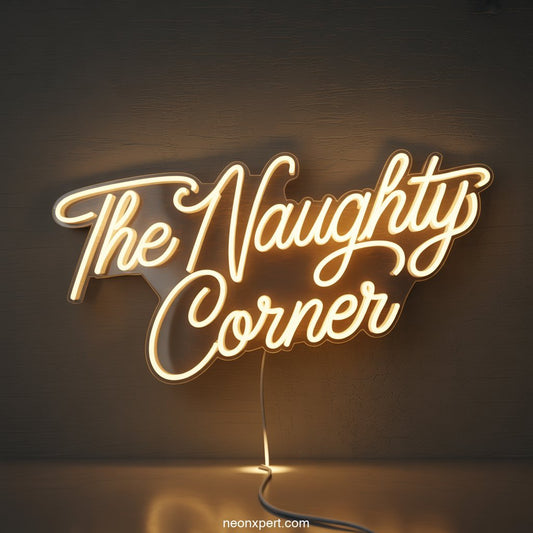 The Naughty Corner Neon Light for Home Bar - NeonXpertSmallWhite