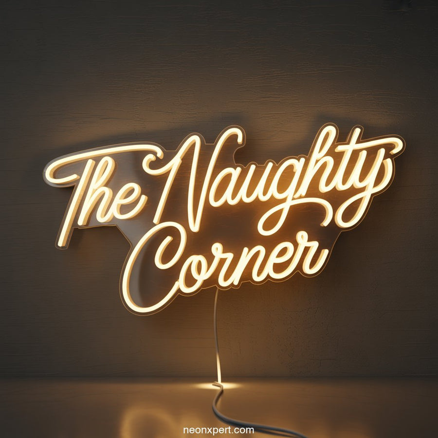The Naughty Corner Neon Light for Home Bar - NeonXpertSmallWhite