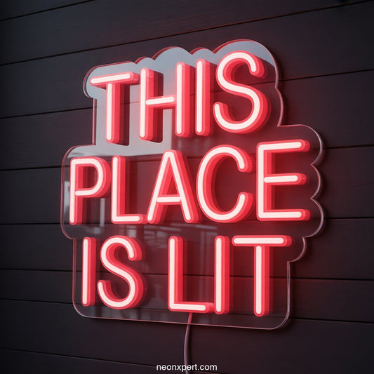 This Place is Lit Weed Neon Sign Glowing Light - NeonXpertSmallWhite