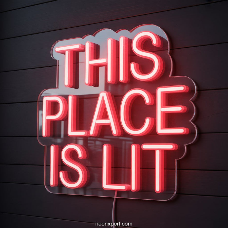 This Place is Lit Weed Neon Sign Glowing Light - NeonXpertSmallWhite