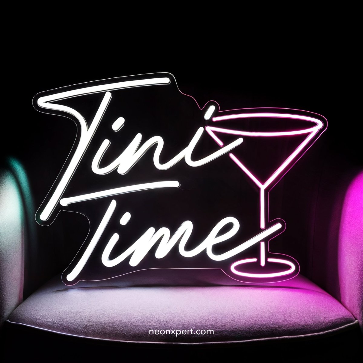 Tini Time Bar Neon Sign | Fun Cocktail Martini LED Light Decor - NeonXpert12 x 10 inYellow