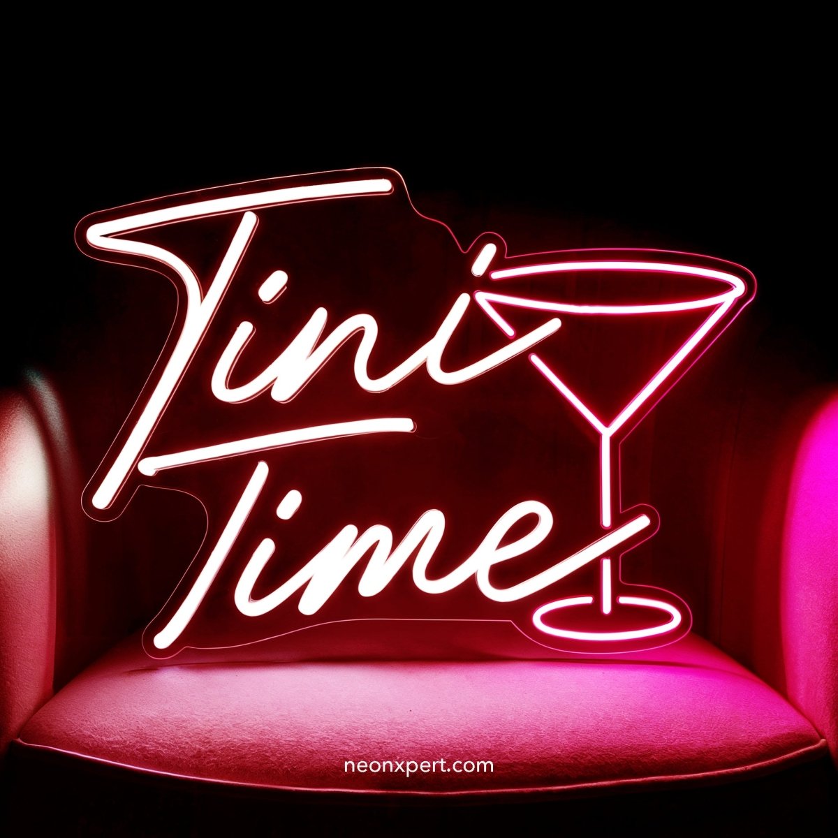 Tini Time Bar Neon Sign | Fun Cocktail Martini LED Light Decor - NeonXpert12 x 10 inYellow