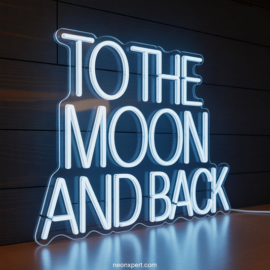To the Moon and Back Neon Light Decor - NeonXpertSmallWhite