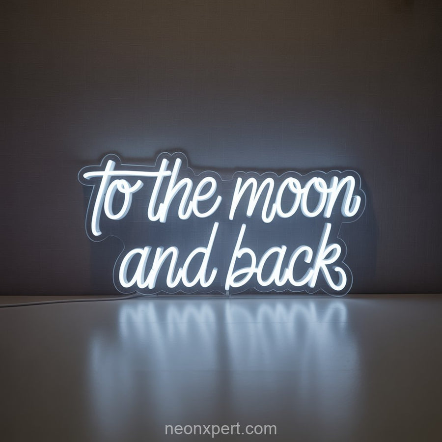 To the Moon and Back | Romantic Wedding Neon Sign - NeonXpertSmallWhite