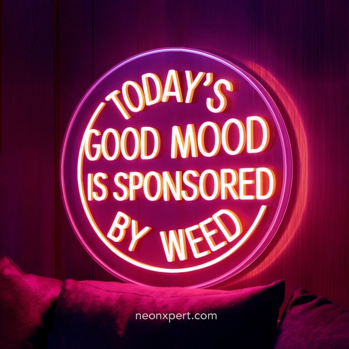 Today's Good Mood Is Sponsored By Weed Neon Sign - NeonXpert15 x 15 inGreen