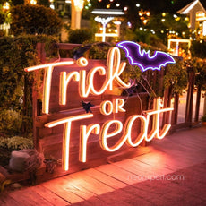 Trick or Treat Neon Sign | Halloween Bat Decor Light - NeonXpert