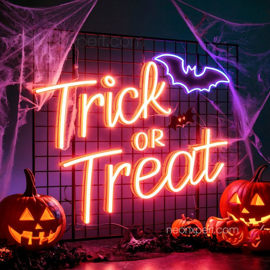 Trick or Treat Neon Sign | Halloween Bat Decor Light - NeonXpert