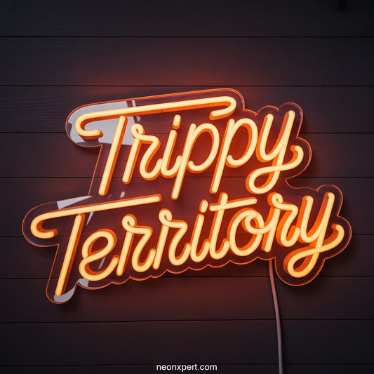 Trippy Territory weed neon sign glowing light - NeonXpertSmallWhite
