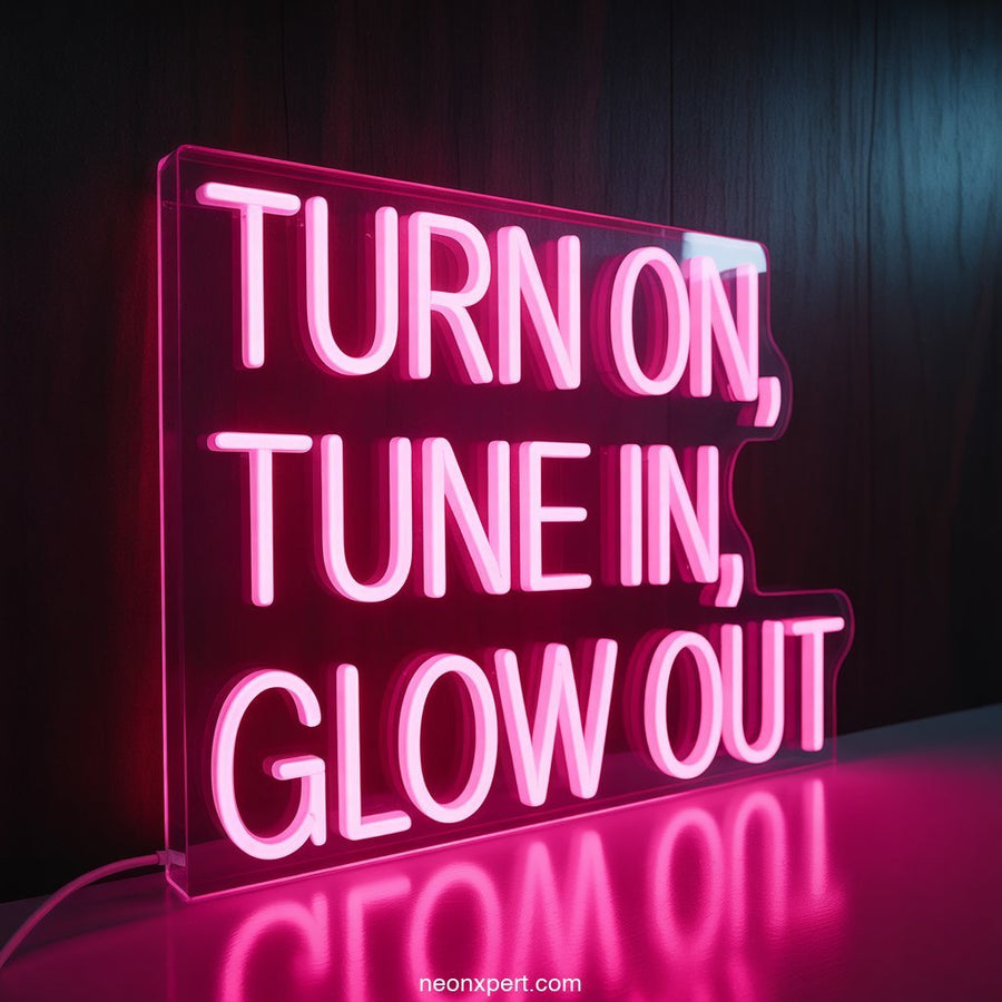 Turn On, Tune In, Glow Out weed neon light - NeonXpertSmallWhite