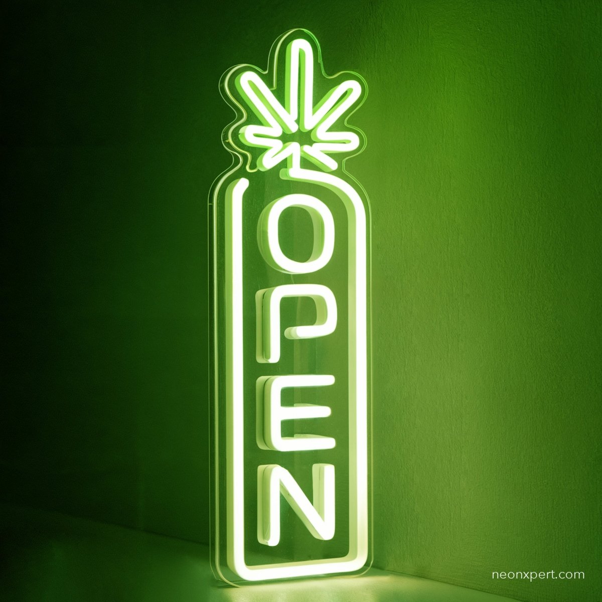 Vertical Neon Open Sign for Dispensary - NeonXpert12 x 4 inGreen