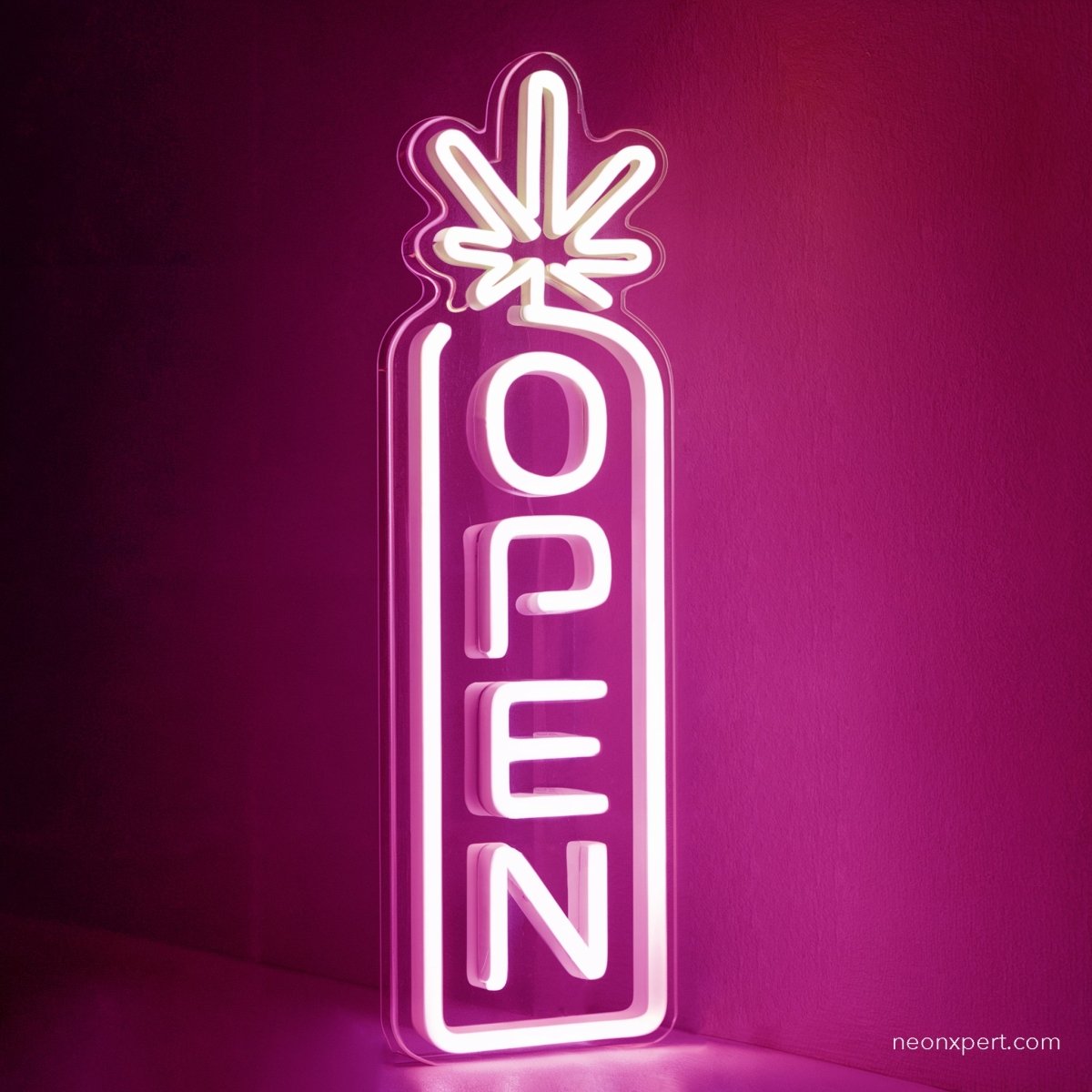 Vertical Neon Open Sign for Dispensary - NeonXpert12 x 4 inHot Pink