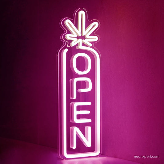 Vertical Neon Open Sign for Dispensary - NeonXpert12 x 4 inHot Pink