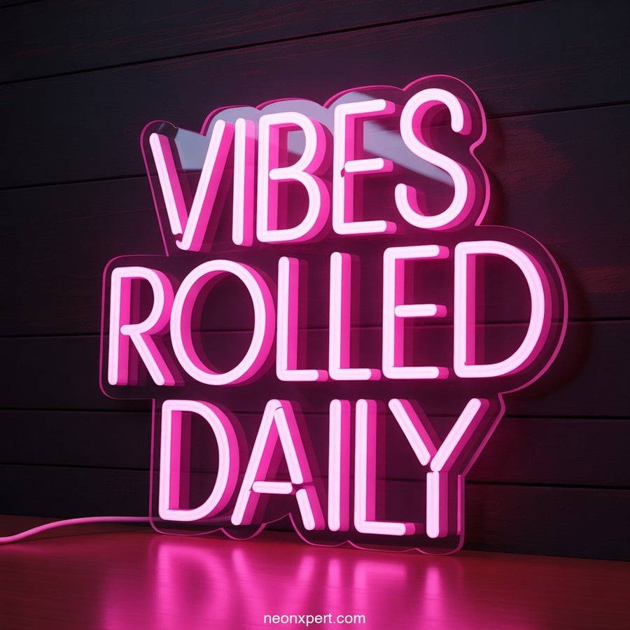 Vibes Rolled Daily Weed Neon Sign Light - NeonXpertSmallWhite