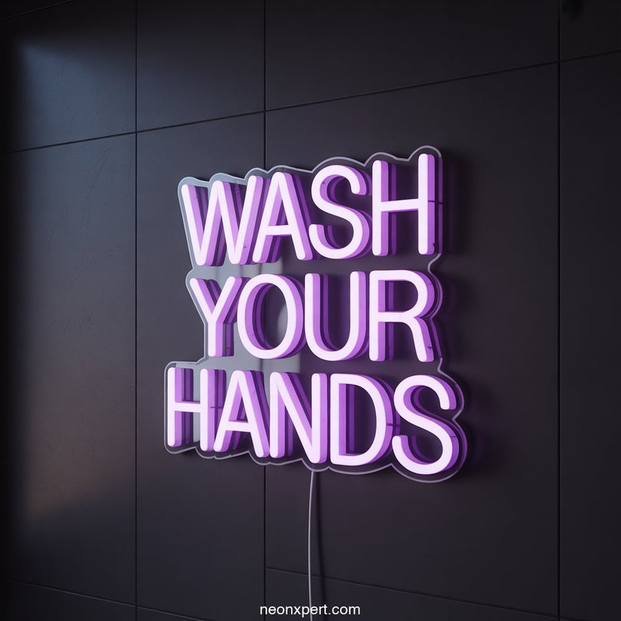 Wash Your Hands Neon Light for Restaurant Decor - NeonXpertSmallWhite