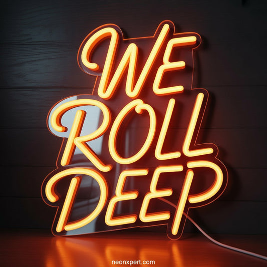 We Roll Deep weed neon sign glowing light - NeonXpertSmallWhite
