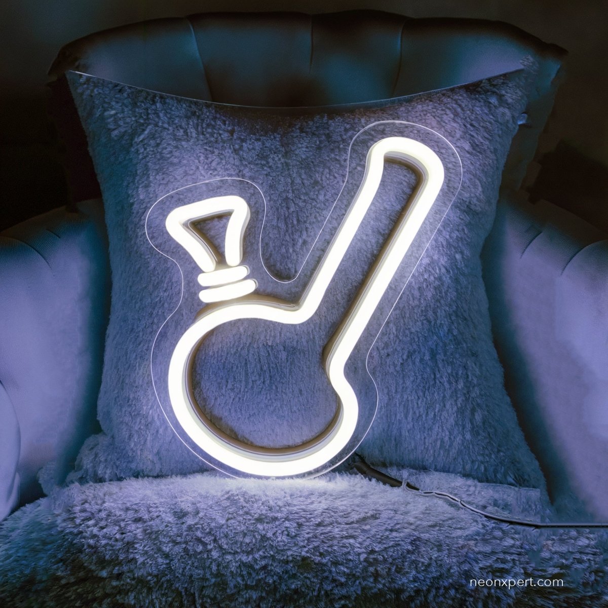 Weed Bong Neon Sign LED Light - NeonXpert6 x 6 in (USB)White