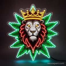 Weed King Lion Crown UV Printed LED Neon Sign | Dispensary Decor - NeonXpert24 x 28 in