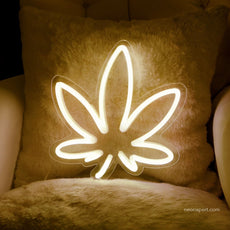 Weed Leaf Mini Neon Sign - NeonXpert6 x 6 in (USB)White