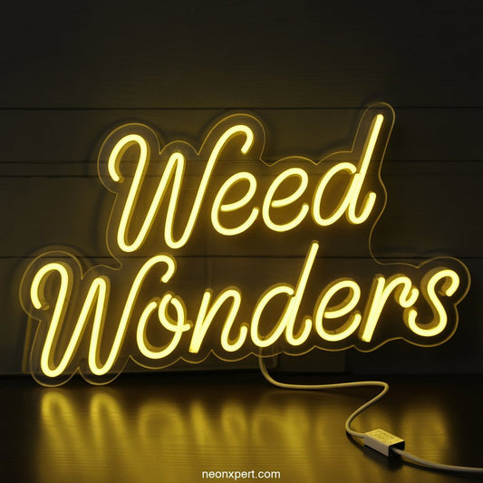 Weed Wonders weed neon sign - NeonXpertSmallWhite