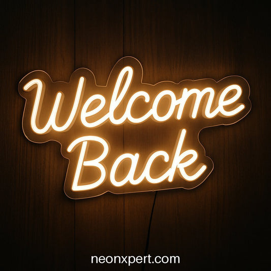 Welcome Back | Open LED Neon Sign for Business Entrances - NeonXpertSmallWhite
