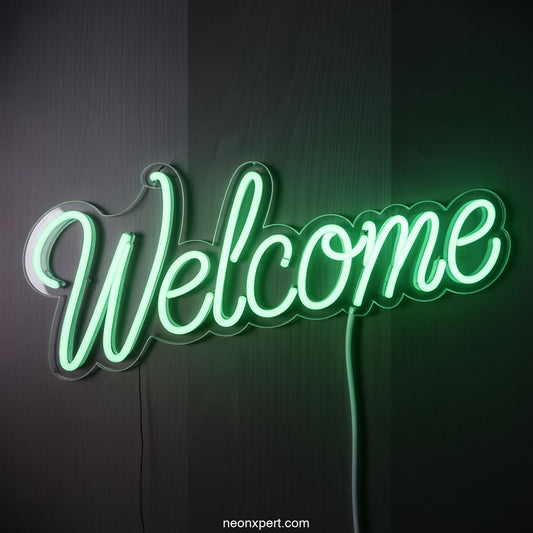 Welcome Neon Sign for Home Decor Display - NeonXpertSmallWhite