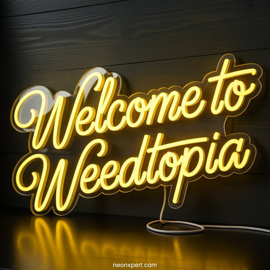Welcome to Weedtopia weed neon sign neon light - NeonXpertSmallWhite