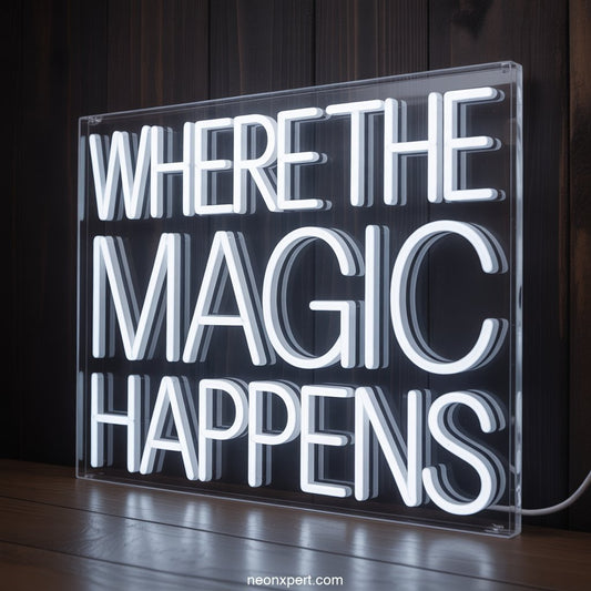 Where the Magic Happens weed neon light - NeonXpertSmallWhite