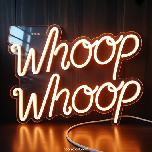 Whoop Whoop Neon Sign for Home Decor - NeonXpertSmallWhite