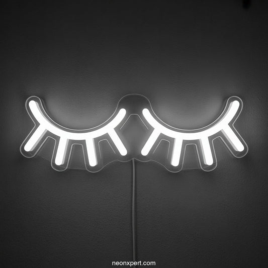 Wink Lashes Wall Art LED Neon Sign - NeonXpertSmallWhite