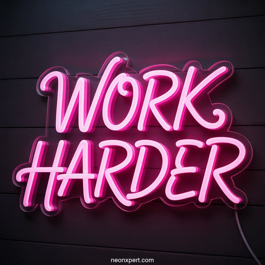 Work Harder Neon Light Decor - NeonXpertSmallWhite