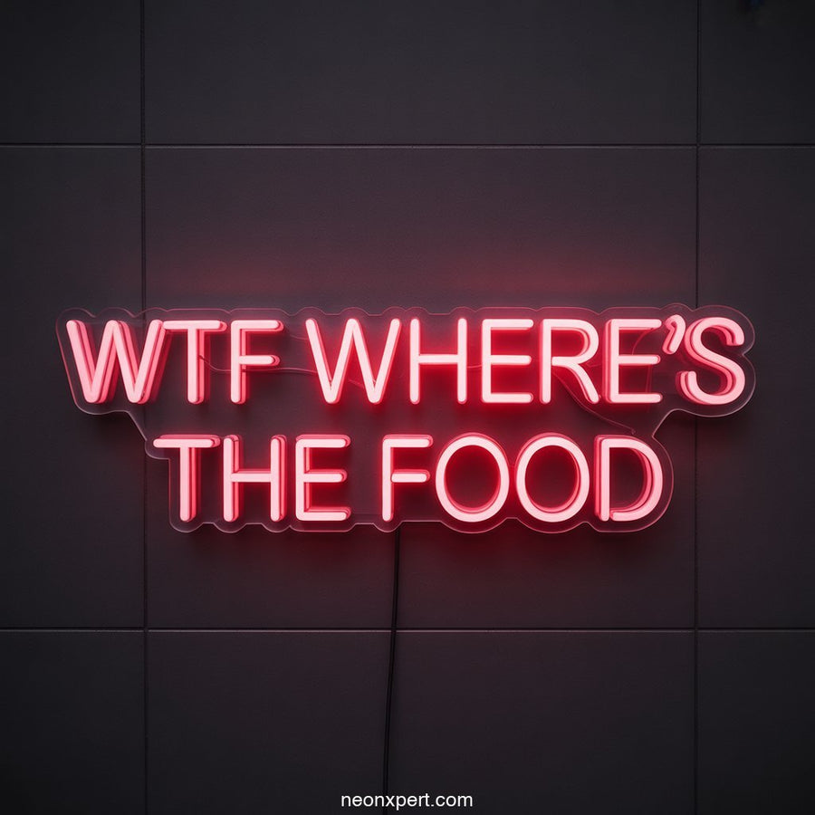 WTF Where's the Food Neon Light for Restaurant - NeonXpertSmallWhite