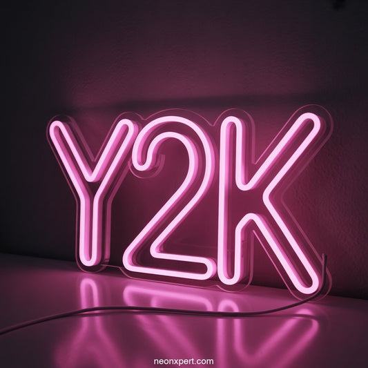 Y2K Wavy Pink Neon Mirror LED Neon Light - NeonXpertSmallWhite