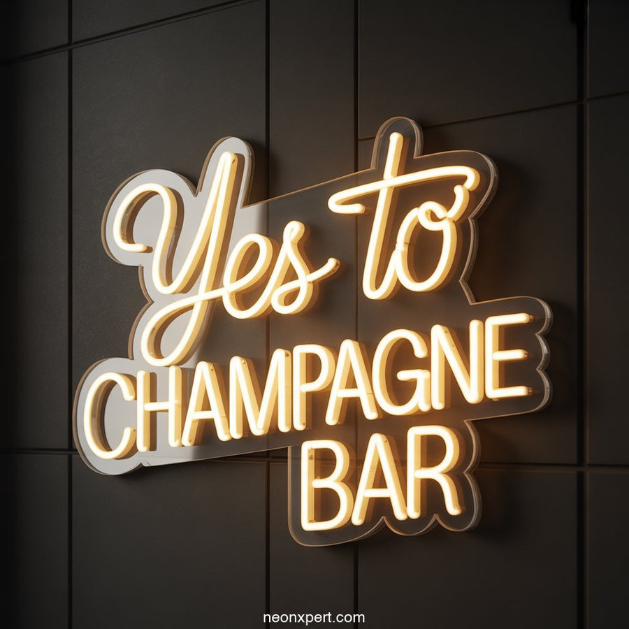 Yes to Champagne Bar Neon Light Decor - NeonXpertSmallWhite