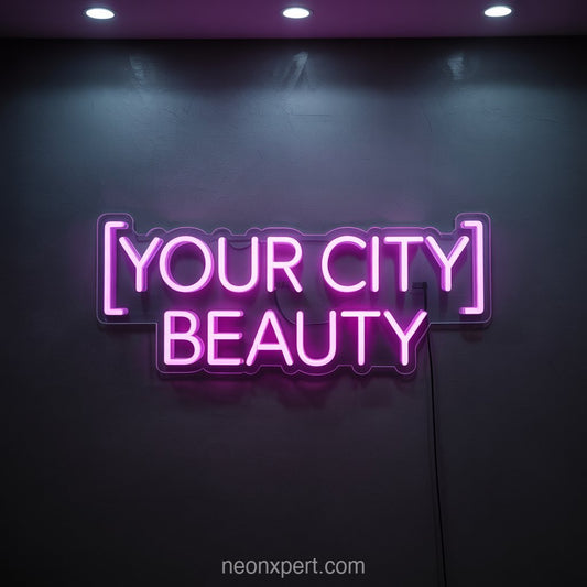 [Your City] Beauty | Custom Neon Light for Hair Salon Wall Art - NeonXpertSmallWhite