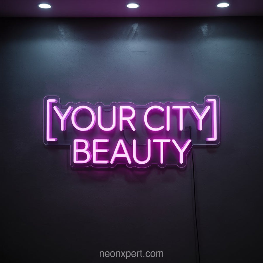 [Your City] Beauty | Custom Neon Light for Hair Salon Wall Art - NeonXpertSmallWhite
