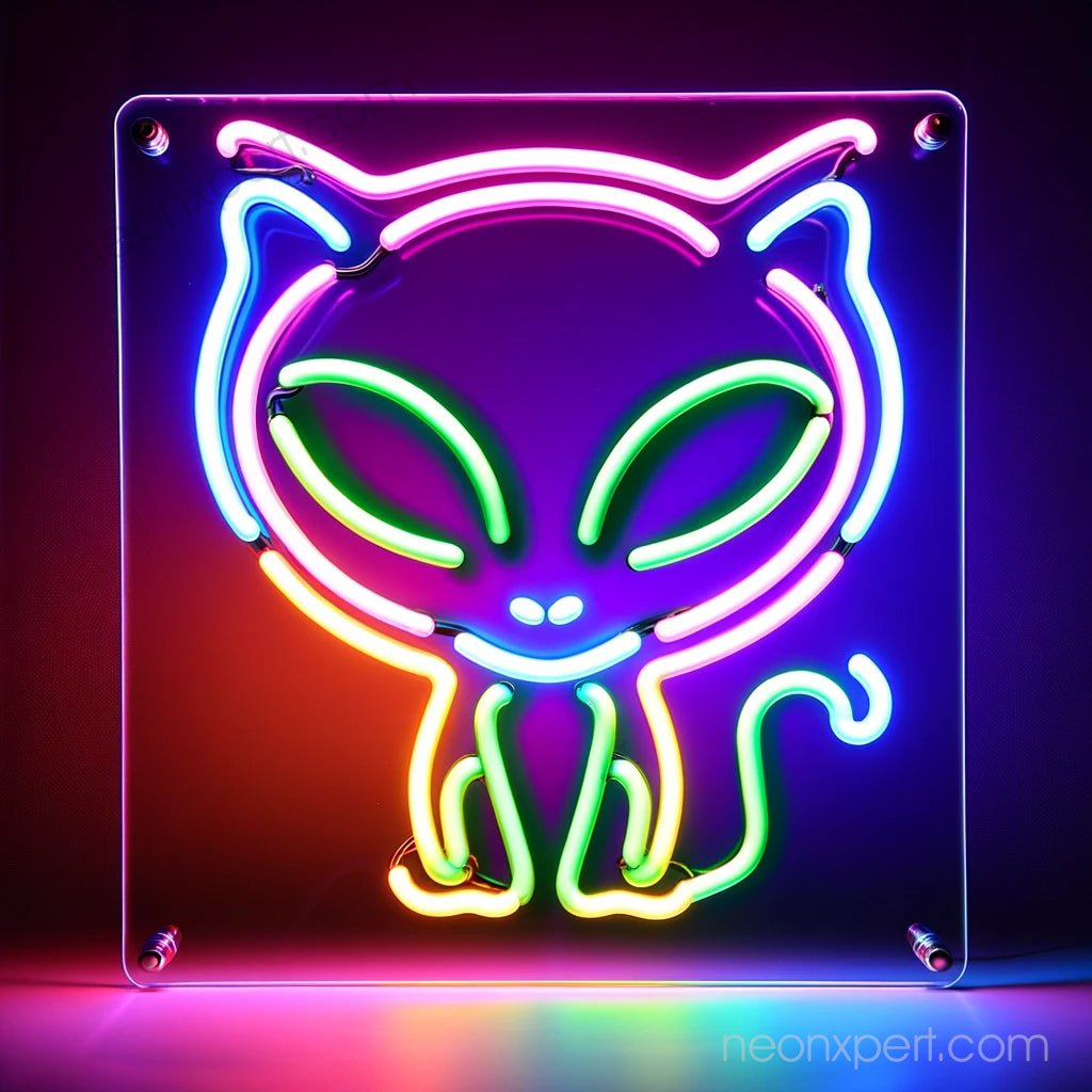 Alien Cat LED Neon Sign – LED Light Decor for Cat and Sci-Fi Lovers - NeonXpert