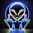 Alien Middle Finger LED Neon Sign – Bold LED Light Decor for Unique Spaces - NeonXpert