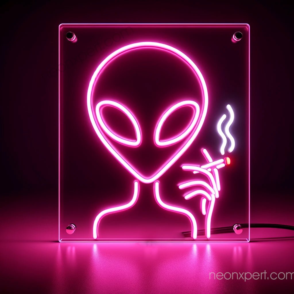 Alien Smoking LED Neon Sign – Unique and Playful Room Decor - NeonXpert