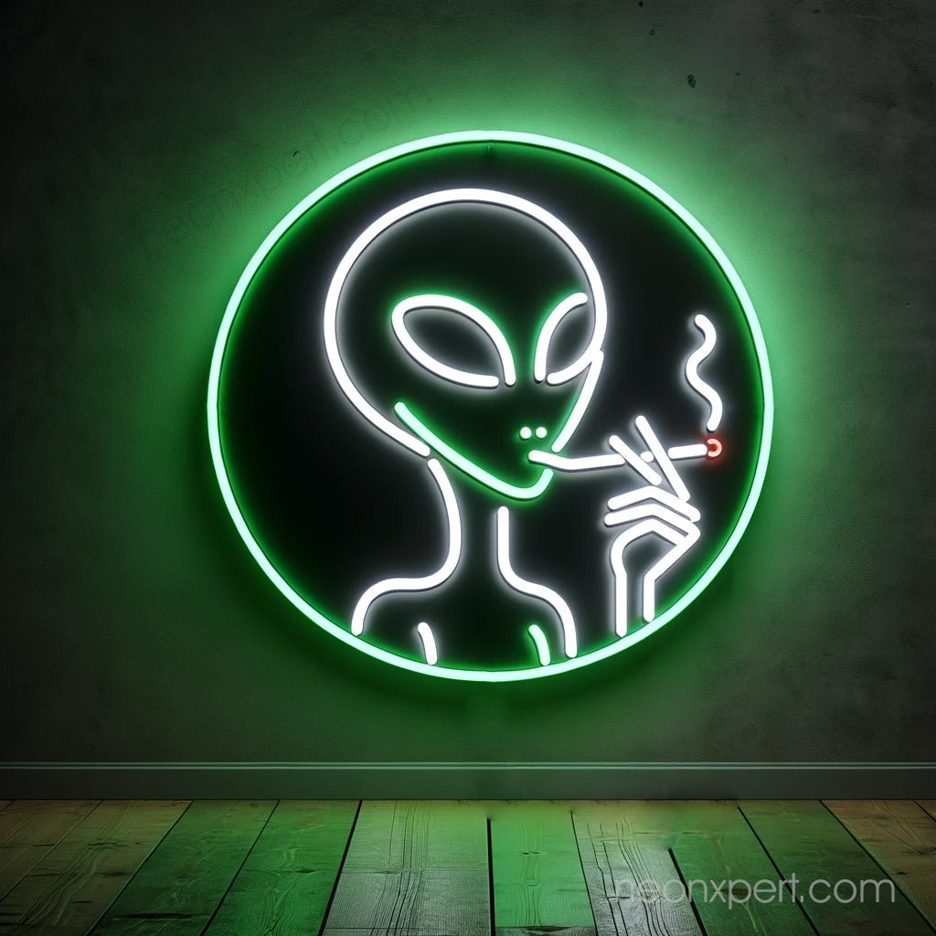 Alien Smoking LED Neon Sign – Unique and Playful Room Decor - NeonXpert