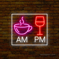 AM Coffee PM Wine Neon Sign - Savor Every Hour - NeonXpert