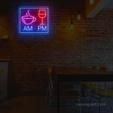 AM Coffee PM Wine Neon Sign - Savor Every Hour - NeonXpert