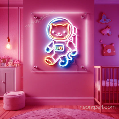 Astronaut Cat LED Neon Sign – Playful Decor for Cat and Space Lovers - NeonXpert