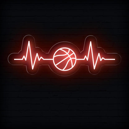 Basketball Heartbeat Neon Sign | Perfect Basketball Room Decor - NEONXPERT
