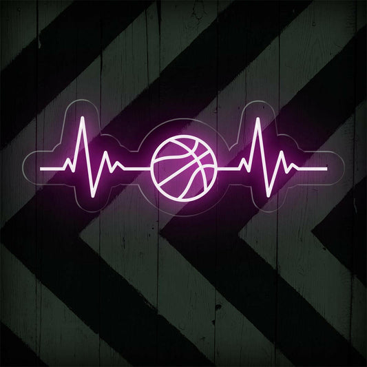 Basketball Heartbeat Neon Sign | Perfect Basketball Room Decor - NEONXPERT