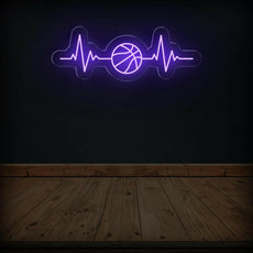 Basketball Heartbeat Neon Sign | Perfect Basketball Room Decor - NEONXPERT