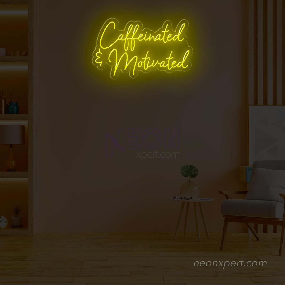 Caffeinated & Motivated Coffee Neon Sign Adding Zest to Your Space - NeonXpert