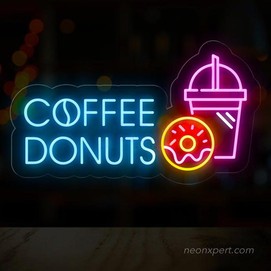 Coffee Donuts LED Neon Sign: Radiate Your Space with Brew and Treats - NeonXpert