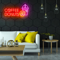 Coffee Donuts LED Neon Sign: Radiate Your Space with Brew and Treats - NeonXpert